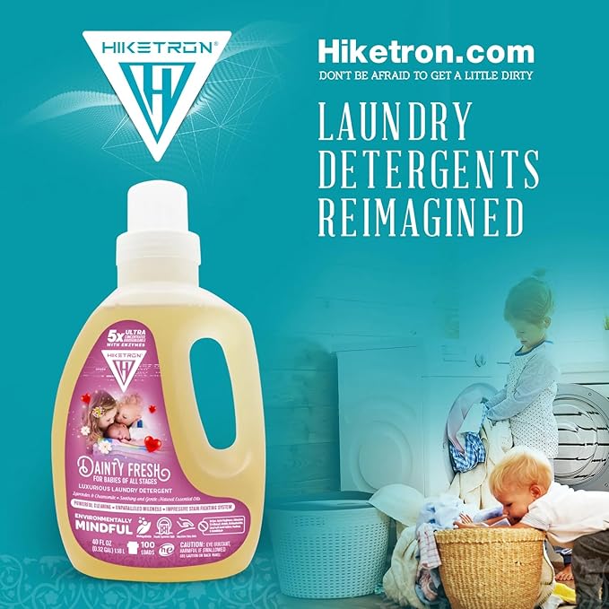 Hiketron Dainty Fresh For Babies Liquid Laundry Detergent, 5x Ultra Concentrated, Tough Stains Remover, Long Lasting Scent (40 Fl Oz, Pack of 1)