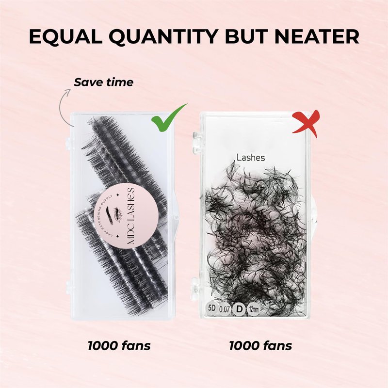 MDC LASHES 1000fans Promade Wispy Lash Extension Volume Lashes 0.05-0.07 Thickness, C/D/CC Curl, 8-18mm Loose Fans False Eyelashes 5D 7D 9D for Fluffy Eyelash Cluster (7D-0.07-C 14mm)