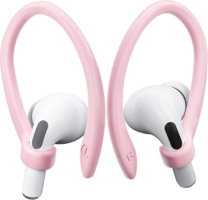 ICARERSPACE 2 Pairs AirPods Ear Hooks For AirPods Pro 2, Pro, 4, 3, 2 & 1, Upgraded Anti Slip Sports Clip Hooks For Glasses Wearers - Pink