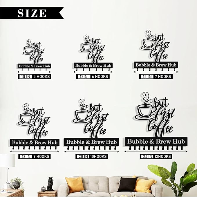 Syneiro Personalized Coffee Key Holder Wall Mount, Custom Metal Key Rack Key Holder with Name, Deer Cabin Wall Keys Hanger with Hooks for Entryway, Front Door, Hallway, Kitchen, Living Room