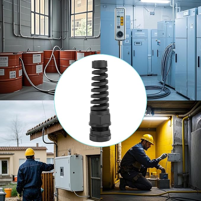 Aandxmok 6 Pcs Black Nylon Cable Gland,PG13.5(NPT 1/2) Thread, Made of PA66 Material, High Wear Resistance and Chemical Resistance, Suitable for Various Electrical Installations