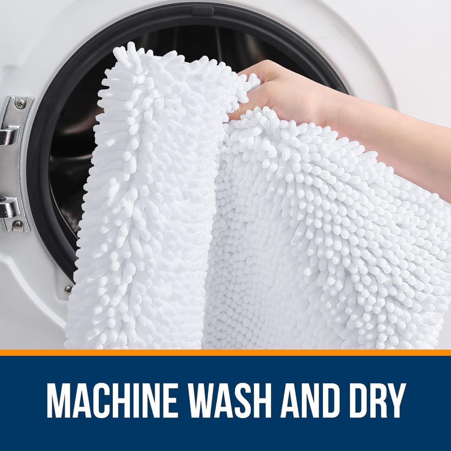 OLANLY Large Bath Rugs - Extra Soft Chenille, Quick Dry & Machine Washable | 40x24 Inches, White