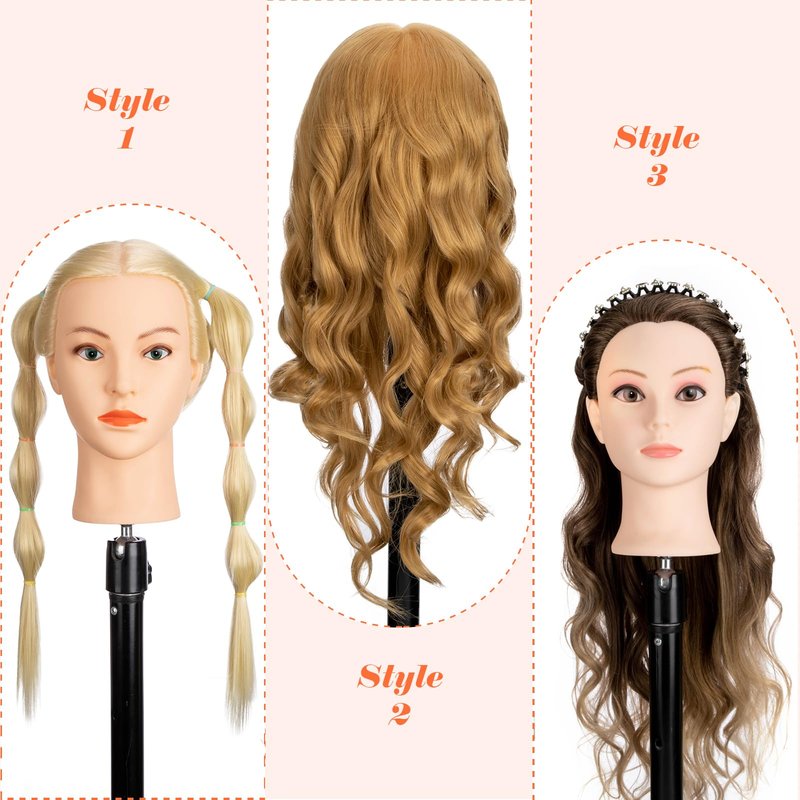 Mannequin Head 80% Human Hair, Blonde Hair Cosmetology Mannequin Head Hairdressers Practice Braiding Head for Hair stly (#613 Blond)