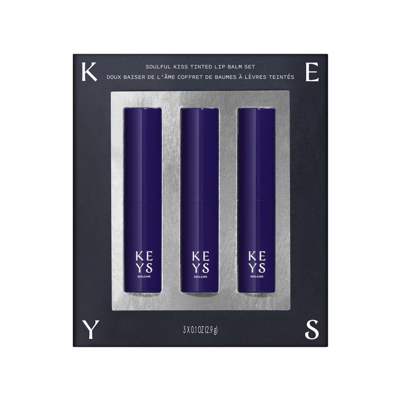 Keys Soulcare Soulful Kiss Tinted Lip Balm Set with Avocado Oil, Moisturizes & Softens, Sheer Color, Silky Formula, Cruelty-Free, 3-Pack, 0.1 Oz