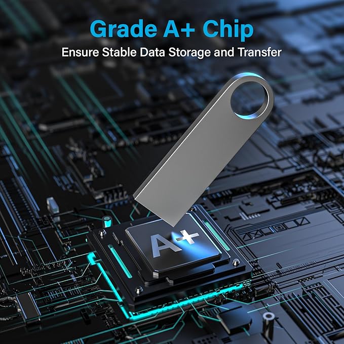 ABLAZE 4GB Flash Drive 20 Pack, Metal USB 2.0 Thumb Drives with Keychains USB Sticks Pendrives (Sliver)