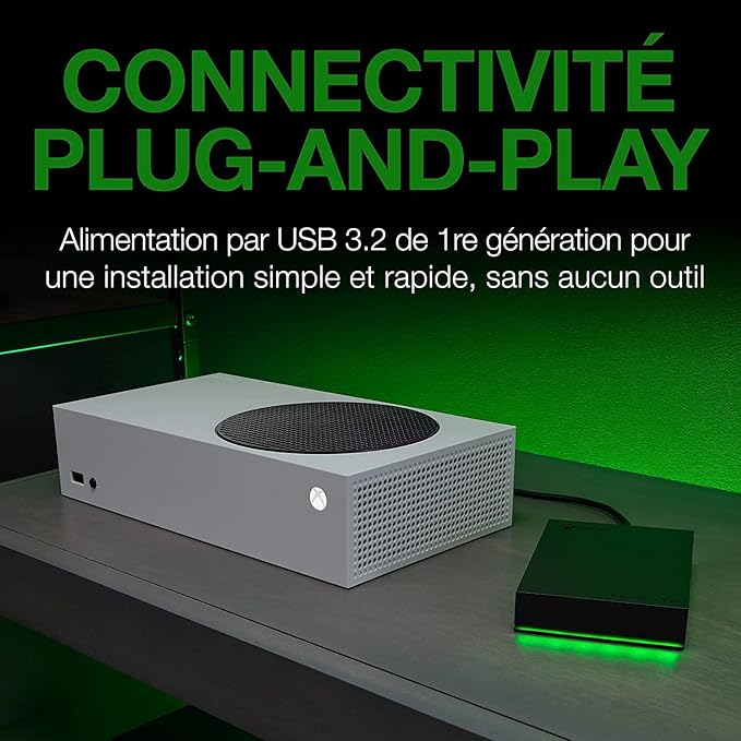 Seagate Game Drive for Xbox 2 TB External Hard Drive Portable HDD - USB 3.2 Gen 1, Black with built-in green LED bar, Xbox Certified, 3 year Rescue Services (STKX2000400)