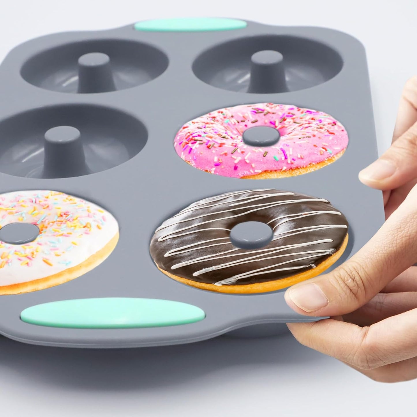 Tongjude Silicone Donut Pans - 8-Piece Nonstick Baking Set | Heat Resistant & Dishwasher Safe, Grey