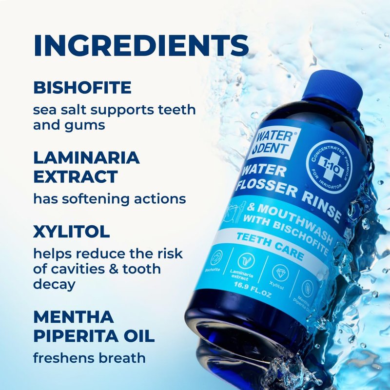 Concentrated Water Flosser Mouthwash - Mint Flavor, Alcohol & Fluoride Free | 16.9 fl. oz