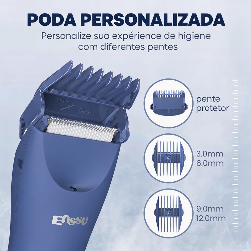 ENSSU Manscape Trimmer for Men, IPX7 Waterproof Body Hair Trimmer with Ceramic Blade & Spotlight, Rechargeable Electric Groin & Pubic Hair Trimmer, Wet or Dry Use Body Groomer for Legs/Chest