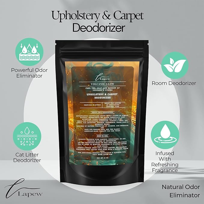 Lapew Volcanic Glow Scented Cleaning Bundle | Carpet Deodorizer Powder (16 oz) & Mop Soap Concentrate (36 oz) | Pet-Friendly Odor Eliminator