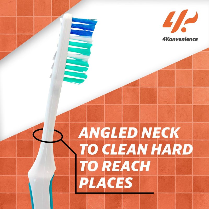 4K Logistics Reach Advanced Design Adult Toothbrush with Soft bristles (3 Pack of 7 Count Each) | Effectiveness, Softness & Cleaning | Hygiene Routine | 21 Count Total