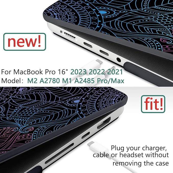 DONGKE Compatible with MacBook Pro 16 Inch Case (2026-2021 Release, M5 M4 M3 M2 M1 Pro/Max Chip), Plastic Hard Shell Cover with Keyboard Cover & Screen Protector for MacBook Pro 16", Colorful Mandala