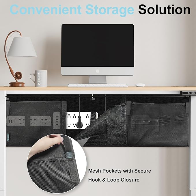 ERGO COLLECT No Drill Under Desk Cable Management and Privacy Panel 2 in 1 | Modesty Panel with Cord Organizer |Felt Standing Desk Back Skirt for Office,Home(47.2")