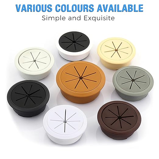Desk Grommet 2-1/16" (53 mm), Desk Hole Cover for Cables White, Cable Grommet ABS Plastic, Desk Hole Grommet for Office and Home Table Cable, Detachable & Flexible Cable Cord Organizer-2 Pcs