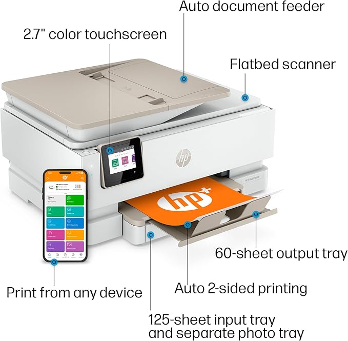 HP Envy Inspire 7955e Wireless Color Inkjet Printer, Print, scan, copy, Easy setup, Mobile printing, Best-for-home, 3 month Instant Ink trial included, AI-enabled (1W2Y8A)