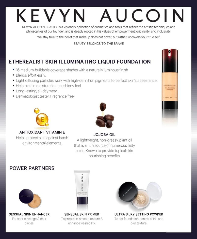 Kevyn Aucoin The Etherealist Skin Illuminating Foundation, EF 08 (Medium) shade: Comfortable, shine-free, smooth, moisturize. Medium to full coverage. Makeup artist go to. Even, bright & natural look