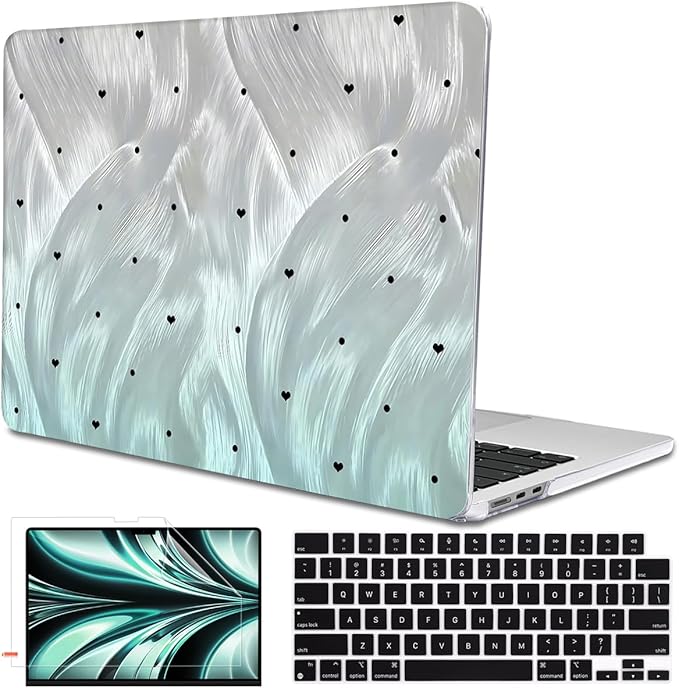 LCMOCICO for MacBook Air 13 Inch Case 2026 2025 2024 2023 2022 Release M5 A3449 M4 A3240 M3 A3113 M2 A2681, Scratch Resistant Plastic Hard Shell Case for MacBook Air 13.6 M5, Silver Green Gradient