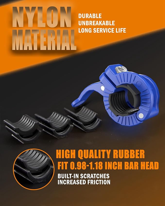 MAXRICH Barbell Clamp & Quick Release Barbell Clips - Adjustable Weight Clips for 0.9-1.18 inch Bars (Blue)