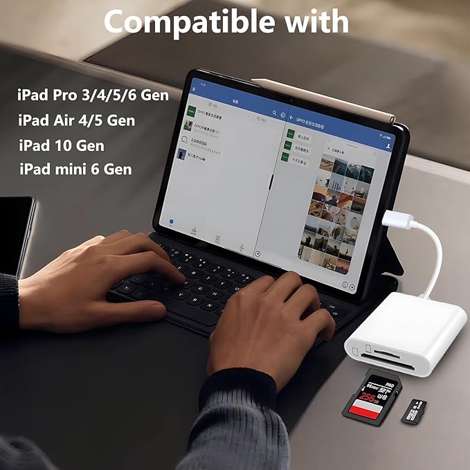 USB C SD Card Reader for iPhone 15/16/17, Dual Card Slots Micro SD Card Reader USB C Support SD and TF Memory Card Adapter, Trail Camera Viewer Memory Card Reader for iPhone 17/iPad/MacBook