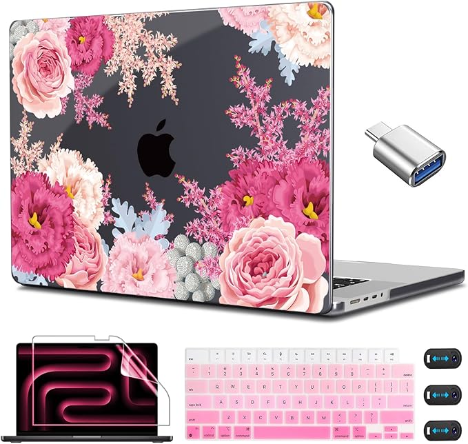 CISSOOK Gorgeous Floral Case for MacBook Pro 14 Inch 2026 2025 2024 2023 2021 Release M5 M4 M3 M2 M1, Plastic Hard Shell Case for MacBook Pro 14.2", Gorgeous Flowers