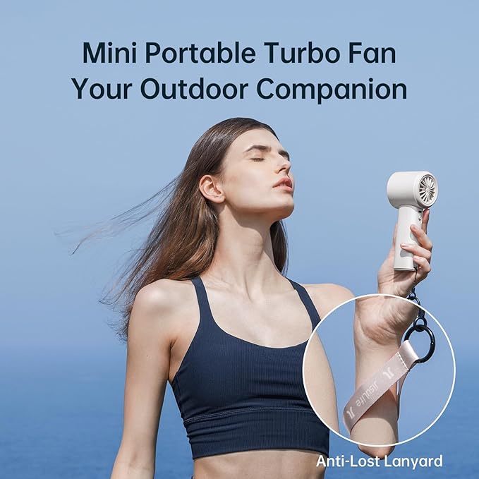 JISULIFE Handheld Fan Pro1S - Next-Gen Airflow: Up to 12h Runtime, Pearlescent ABS - Elegant Strength, 1-100 Speed Scroll Wheel, 3600mAh-Portable Fan for Travel, Gifts for Women Men(Cloud White)
