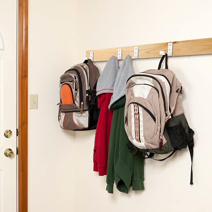 SPLAYTAP Folding Coat Hooks, 5pcs White Wall Hooks Heavy Duty for Hanging Coat Towel Backpack, Foldable Adhesive Hooks, Headphone Jacket Holder, Aluminum Alloy Hook with Screws for Purse Hat Bag Keys