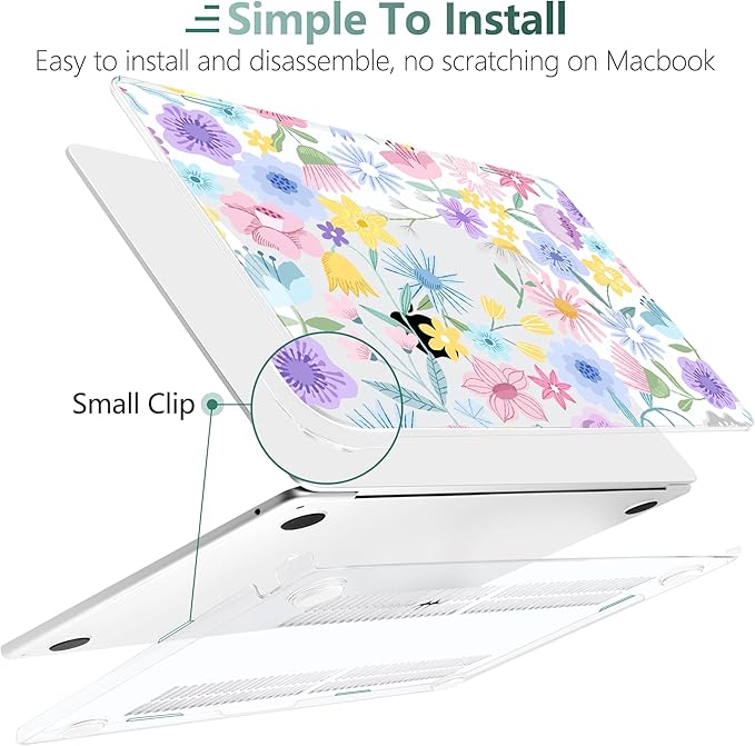 TWOLSKOO for MacBook Air 15 inch Case 2026 2025 2024 2023 Release M5 A3448 M4 A3241 M3 A3114 M2 A2941, Plastic Hard Shell & Screen Protector & Keyboard Cover & Type C Adapter, Flying Astronauts