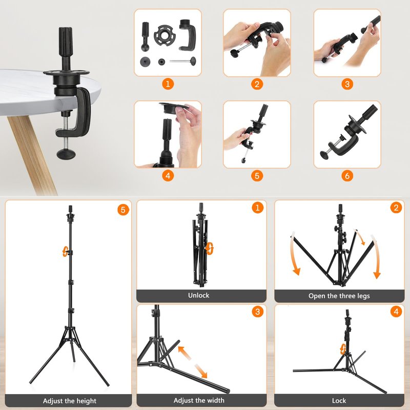 GHWMYD 22 Inch Canvas Wig Head Mannequin Head With 63in Tripod Stand, Manikin Canvas Head Set for Wigs Making Display Styling with Tripod Table Clamp Wig Caps Pins Set Hair Brush, Clips(Beige)