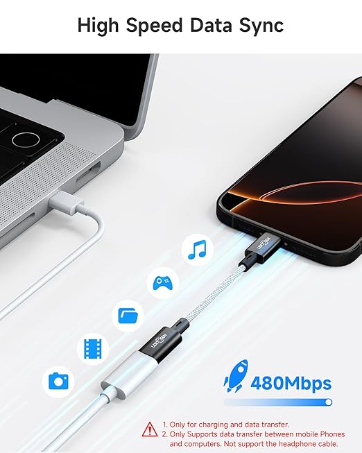 MFi Certified USB C to Lightning Adapter 2 Pack,27W PD Fast Charging & Data Sync Cable Adapter,Type C Female to Lightning Male Charger Converter for iPhone 14/13/12/11,iPad,AirPods - Not for Audio/OTG