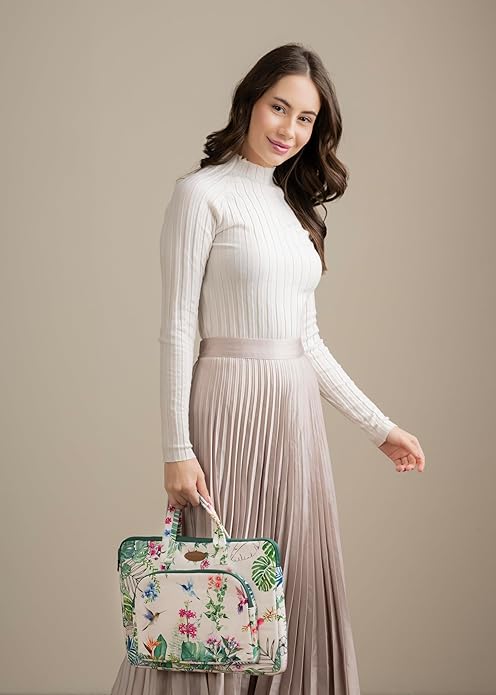 Maison d'Hermine Laptop Bag with Pocket Upto 13.5 inch Stain and Water Repellent Cotton Canvas Spring Summer (Tropiques)