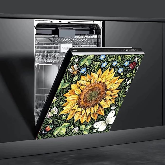 Sunflower Dishwasher Magnets Decorative Cover, Home Kitchen Dishwasher Decal Floral Refrigerator Magnet Cover Decals, Magnetic 23"x26"INCH