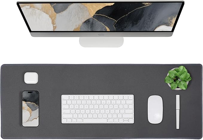 ALOANES Waterproof Mouse Pad with Durable Stitched Edge, Gaming Keyboard, Non-Slip Rubber Base Mouse Mat, Desk pad for Gamer, Office& Home, Dark Gray Mousepad XL(31.50"x11.81"x0.12")