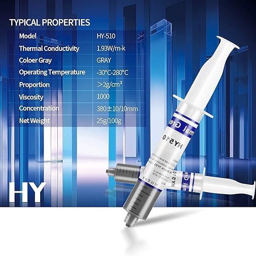 MoneyQiu HY-510-25g Thermal Conductivity: >1.93W/m-k CPU Thermal heatsink Paste Silicone Grease Compound Non-Conductive for pc CPU gpu PS4 25Gram