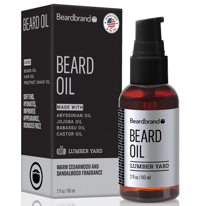 Beardbrand Men's Beard Oil - Jojoba Oil for Softening Stubble & Soothing Skin | Sandalwood & Cedar Scent, 2 fl oz