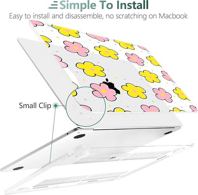 TWOLSKOO Compatible with MacBook Air 13 inch Case M5 2026 M4 2025 M3 M2 2024-2022 A3449 A3240 A3113 A2681, Plastic Hard Shell & Keyboard Cover for MacBook Air 13.6 inch Case, Cute Flowers