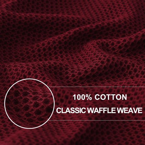 Homaxy Kitchen Dish Towels - Ultra Soft 100% Cotton Waffle Weave, Quick Drying, 13 x 28 Inches, 12-Pack, Burgundy