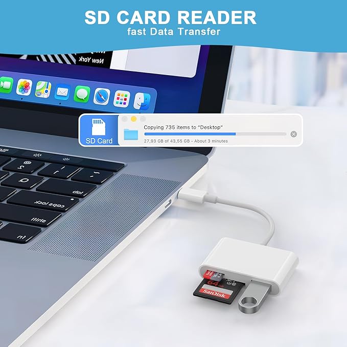 SD Card Reader USB C to Micro SD,Dual Slots with Camera Adapter for Digital Camera, iPhone 15-17, iPad, Mac, MacBook, Android, Laptop