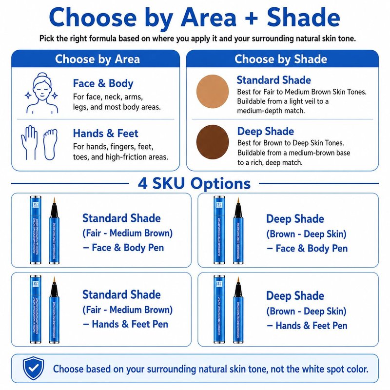 ZHEZHI Vitiligo Concealer Pen – Waterproof Face & Body Coverage for White Spots & Uneven Skin Tone, Long-Lasting & Sweatproof, Light to Medium Skin, 3.5g