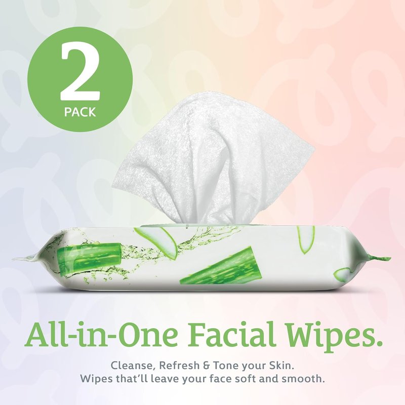 Makeup Cleansing Wipes - Gentle Aloe Vera Face Wipes for All Skin Types | 50 Count Pack of 2