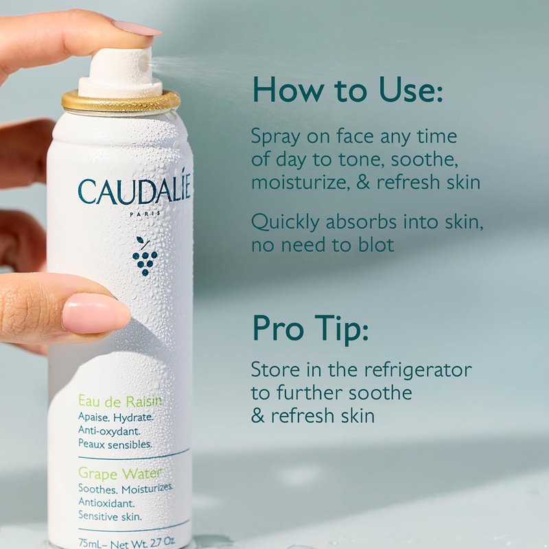 Caudalie Grape Water Face Mist - Hydrating Antioxidant Spray for All Skin Types | Sensitive Skin Safe