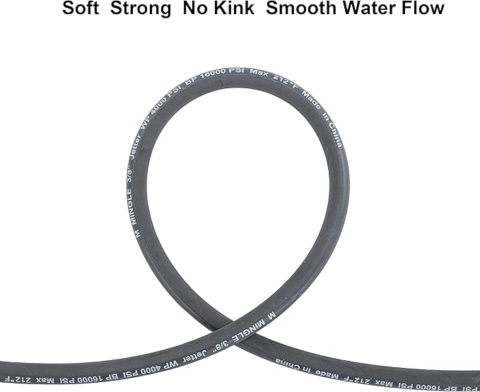 M MINGLE Pressure Washer Jumper Hose, 5 FT Whip Hose for Power Washer, Hose Reel Connector with 3/8 Inch Quick Connect