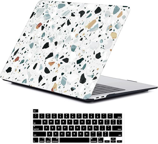 LanBaiLan Compatible for MacBook Pro 13 inch with Touch Bar M2 2026 2025 2024 2023 2022-2016 A2338 M1 A2251 A2289 A2159 A1989 A1708 A1706, Laptop Hardshell Case and Keyboard Cover, Terrazzo Marble