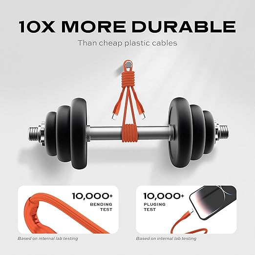 Statik MagStack Pro USB C to USB C Cable, Magnetic Type C Charger Fast Charging Cord, On The Go Magnetic Charging Cable for Car, Compatible with iPhone, iPad & Android, Orange 100W 3FT