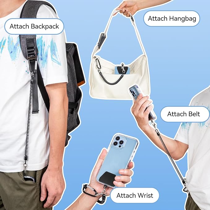 SHANSHUI Phone Lanyard, Cell Phone Tether Pads Anti Theft Strap Leash Compatible with iPhone & All Smartphones in Full-cover Cases Outdoor Accessory for Cycling, Fishing, Climbing, Skiing, Hiking