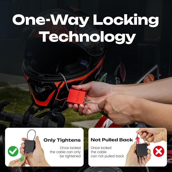 BOZZYS Cable Padlock with 3 Keys | L 1.15ft(0.35m),D 1/6in(4mm) Adjustable Steel Cable Lock | Aluminum Locks for Bikes, Gate, Lockers & Outdoor Gear | Weatherproof & Red