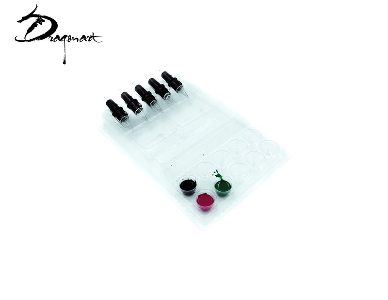 Dragon Art 25pcs Plastic Disposable Ink Cup Tray Pigment Rack Holder Tray Tattoo Accessories (Clear)
