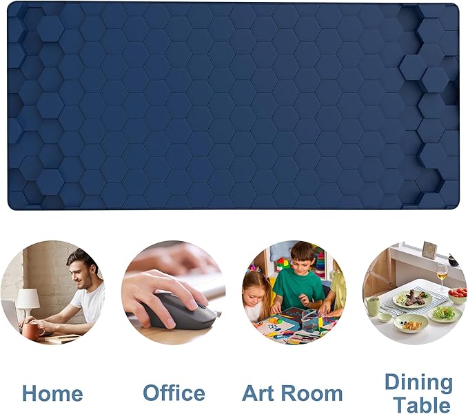 NITAHHHY Large Mouse Pad Hexagon Style Gaming Desk Pad Computer Keyboard Non-Slip Waterproof Mouse Mat with Rubber Base and Stitched Edges Entertainment Office Writing Desk Mat 35.4 x 15.7 Inches