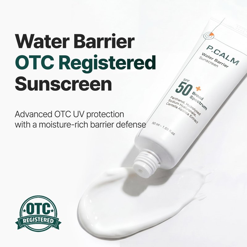P.CALM Water Barrier Sunscreen SPF50+ PA++++ | Lightweight Hydrating Glow Sunscreen with Panthenol, No Whitecast Daily Face Sunscreen for Sensitive Skin | Korean Skincare, 50ml / 1.69 fl.oz