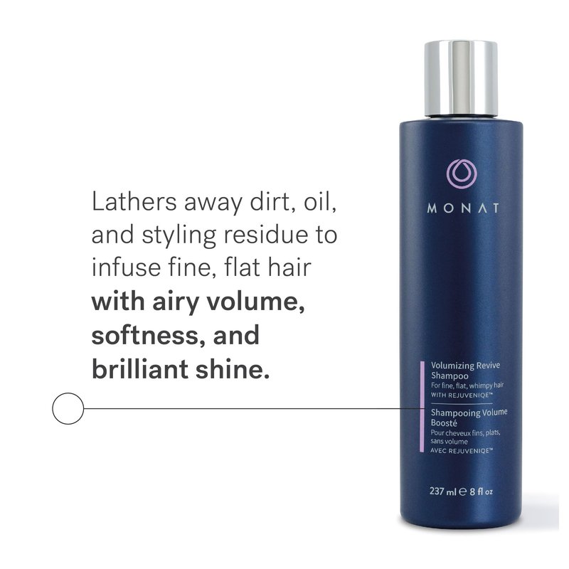 MONAT Volumizing Revive Shampoo Infused w/Rejuveniqe – Weightless Shampoo for Fine, Flat Hair – Amplifies Volume, Adds Softness, Shine – Cleanses and Protects with UV Defense – Net Wt 237ml (8 fl oz)