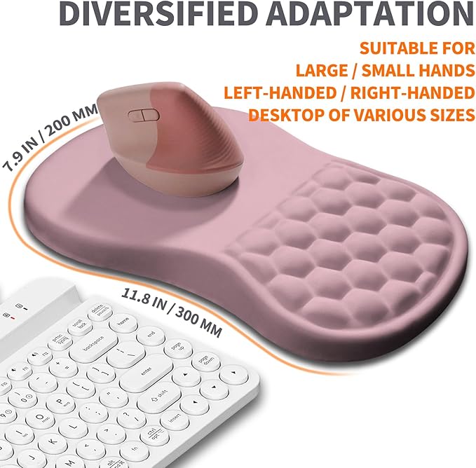 Armanza Ergonomic Joint Wrist Support Mouse Pad with Memory Foam Cushion Massage Bump, Carpal Tunnel Pain Relief Mousepad Slope Design for Wrist Rest, 11.8x7.9 in, Thistle